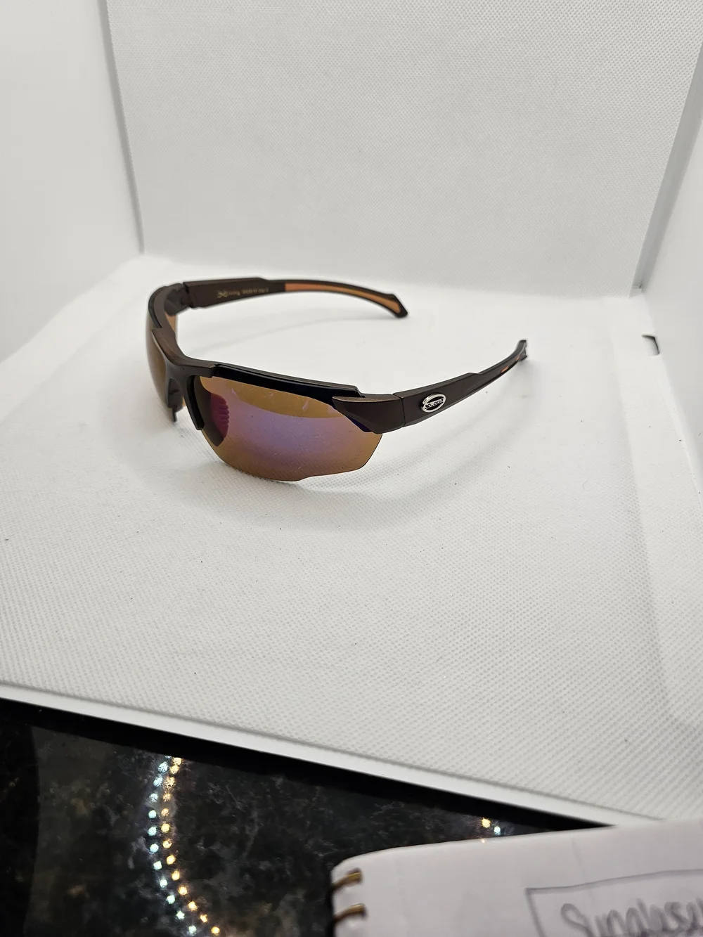 Men's Brown Sports Sunglasses with Mirrored Lenses